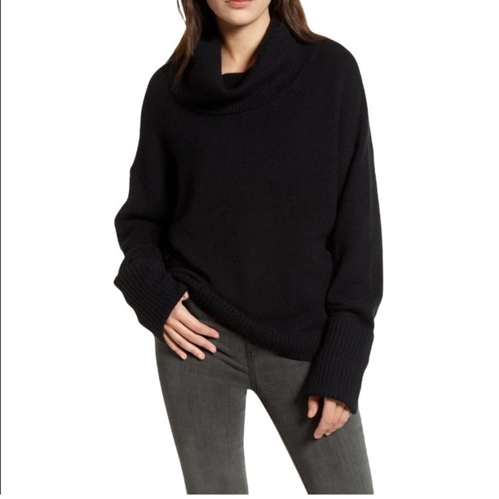 Chelsea 28 Cowl Neck Sweater Black Cotton Wool Blend